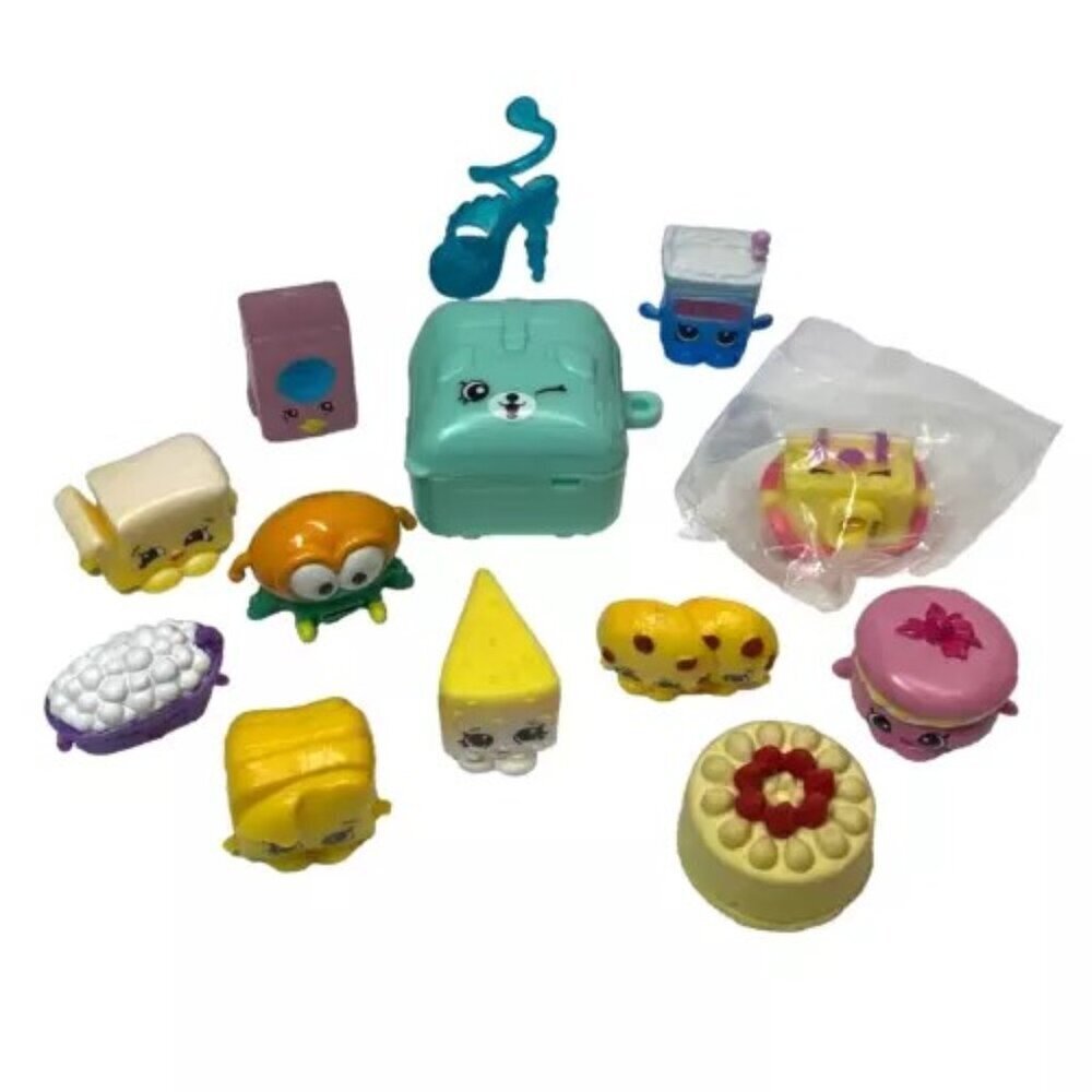Moose Shopkins Mini Figurines PVC Toys Lot of 11 + Pokemon + Blue High Heel Shoe